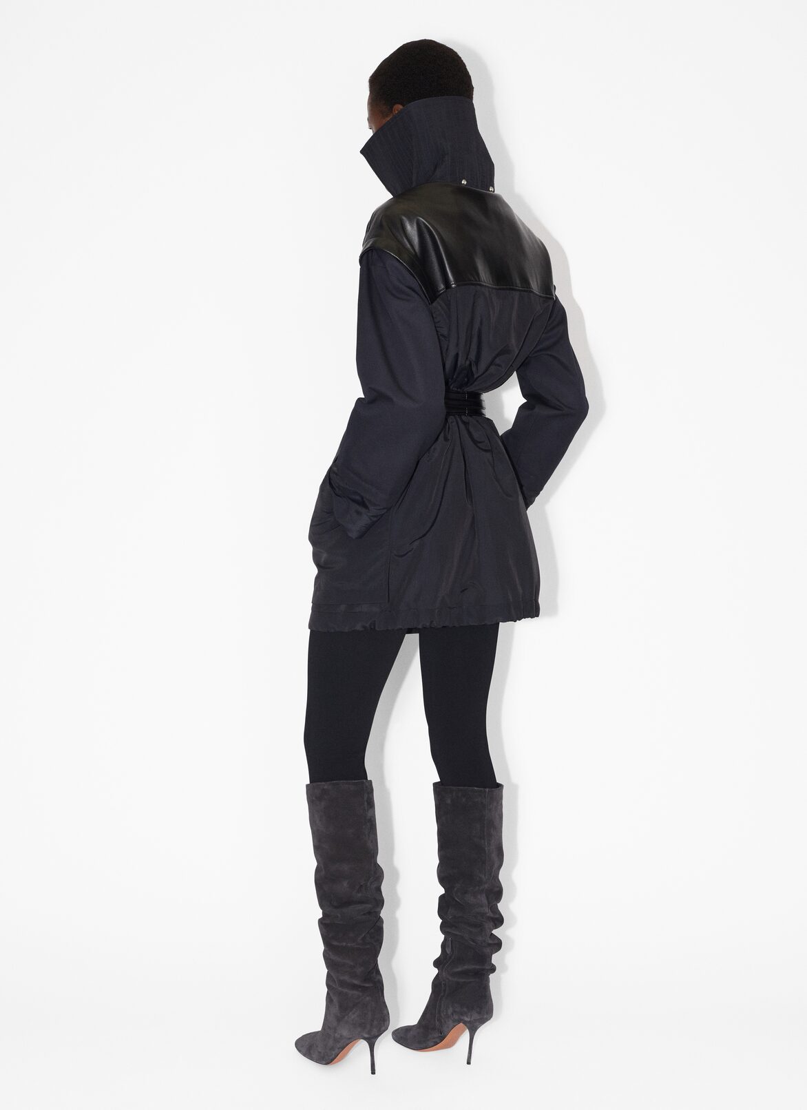 Draped parka ALAÏA BLUE DRAPED PARKA